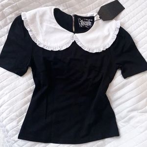 Killstar Ruby Lace Collar Top XS